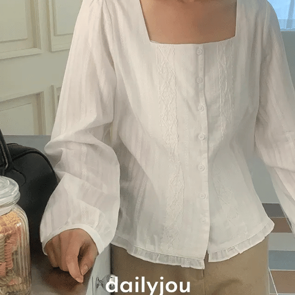 Merian Lace Square Neck Blouse