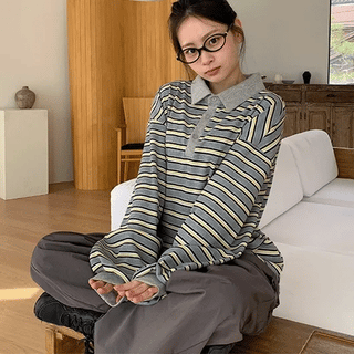 Mikens Waffle Stripe Polo Shirt
