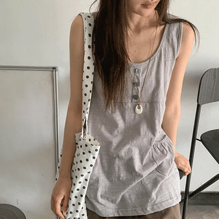 Fineb Button Pocket Layered Sleeveless Dress