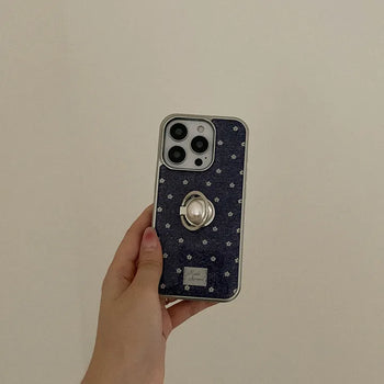 [SET] Denim Bloom Silver Bumper Case + Smart Ring