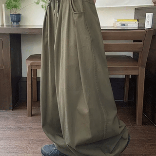 Cruhi Keyring Elastic Waist Balloon Wide Pants