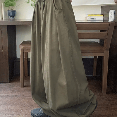 Cruhi Keyring Elastic Waist Balloon Wide Pants