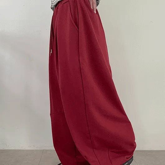 Jeans Pintuck Elastic Waist Balloon Wide Pants