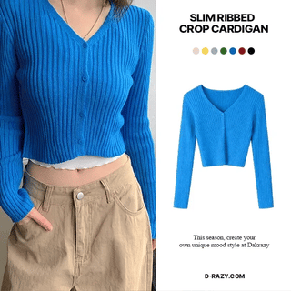 Color Daily Slim Ribbed Crop Cardigan