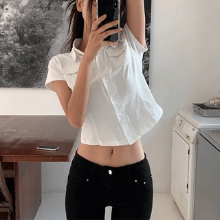 Slim Pocket Cotton Half Shirt