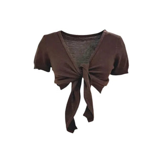 Slim Short Sleeve Knot Cardigan