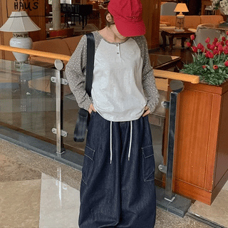 Nemin String Cargo Non-Fade Denim Pants