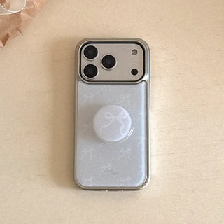 Sugar Ribbon iPhone 18 Pro Galaxy MagSafe Silver Bumper Case