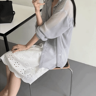 Dudu Flower Punching Smoke Banding Midi Full Skirt