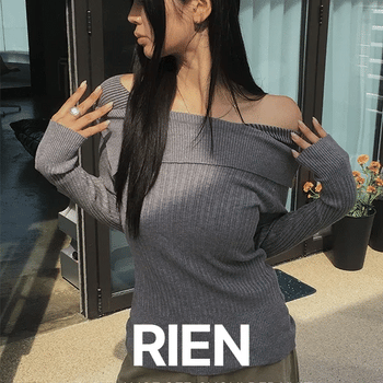 Lien Asymmetrical Off-Shoulder Ribbed Knit