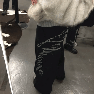 Front lettering bootcut pants