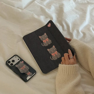 Denim Cat iPad Pro Air 13/11 Clear Detachable Cover Case