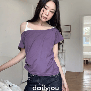 Miroa Cotton Boat Neck Raglan Short Sleeve T-shirt