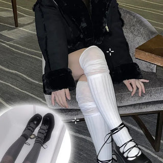 See-through layered knee socks