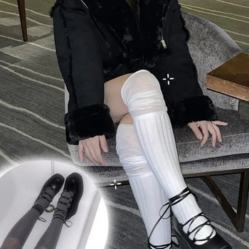 See-through layered knee socks