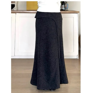 Brushed Cutout Tie Wrap Maxi Skirt