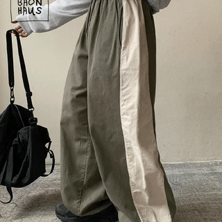 Mutent Color Block String Elastic Pants