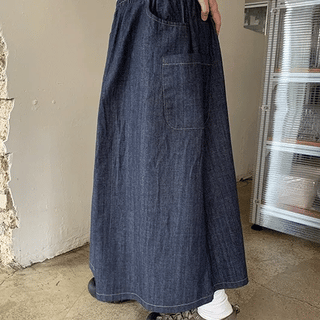 Whico Banding Cargo Denim Long Skirt