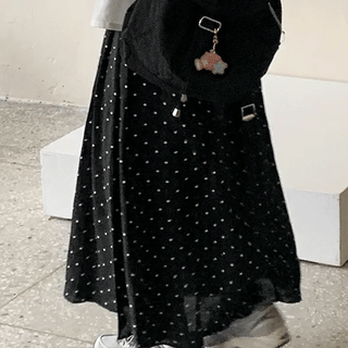 Sobki Dot Flare Long Skirt