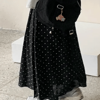 Sobki Dot Flare Long Skirt