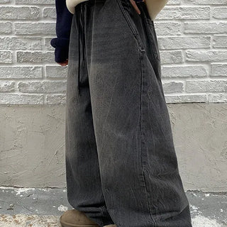 Koiru Elastic Waist Washed Balloon Denim Pants