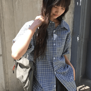 Fusile Check Oversized Short Sleeve Shirt
