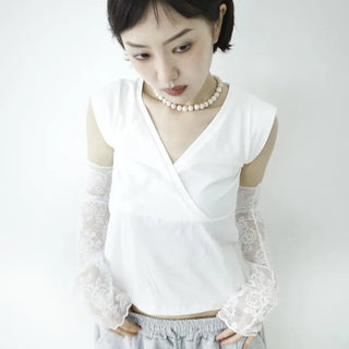Cross V-neck top