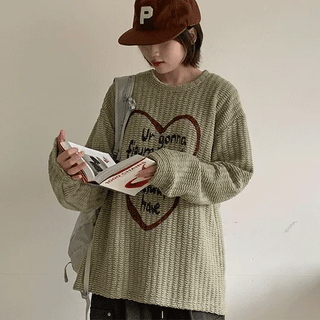 Poneki Heart Print Mesh Overknit Tee