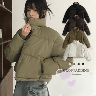 Matte Crop Leather Padded Jacket
