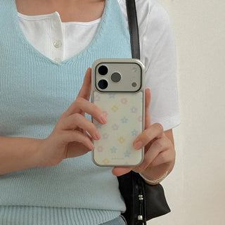 Flower Gingham iPhone 18 Pro Galaxy Epoxy Silver Bumper Case