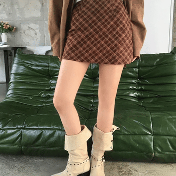 Ciel Wool Check Mini Skirt