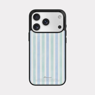 Soft pastel stripe iPhone 18 Pro Galaxy Epoxy Black Bumper Case