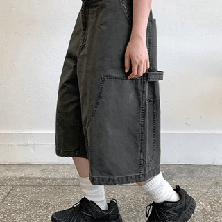 Tiradi Carpenter Elastic Waist Buckle Bermuda Washed Cotton Pants