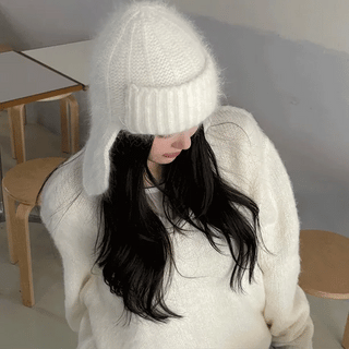 Norwegian Angora Earflap Beanie