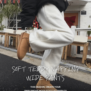 Sherpa Teddy Fleece-Lined Wide Pants