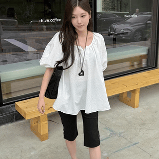 Marie Seersucker Puff Blouse