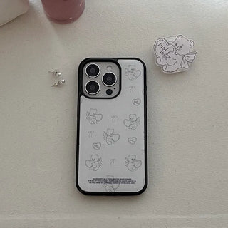 Vintage Heart Bear iPhone 18 MagSafe Black Bumper Case