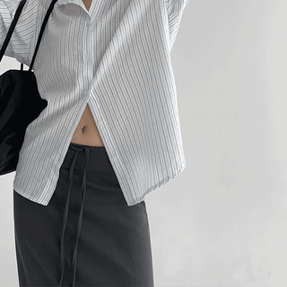 LIKEMENT  Frit Summer Seethrough Stripe Shirt