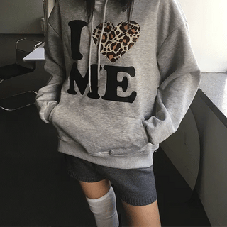 Leopard Heart Oversized Hoodie
