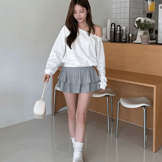 Teeth leggings tiered skirt