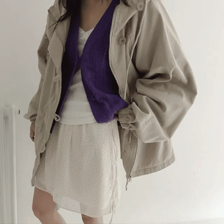Much Button Oversized Half Field Jacket