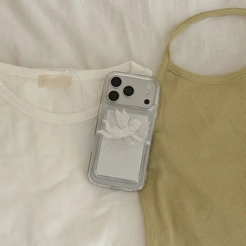 Romantic Cupid Gray Design [MagSafe Acrylic Smart Talk + Card Wallet]