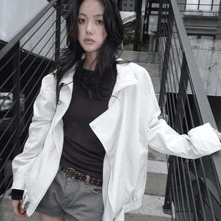 Roar High-Neck Windbreaker Flap Belt Jacket