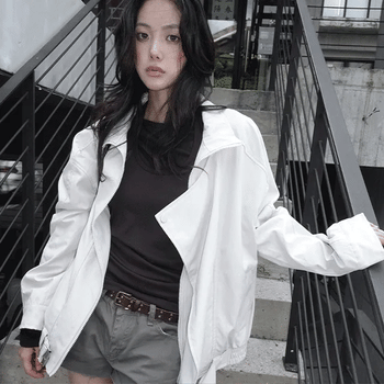 Roar High-Neck Windbreaker Flap Belt Jacket