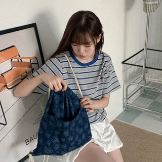 Venti Summer Stripe Label Short Sleeve Tshirt