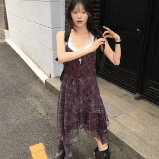 Como Hippie Check Long Dress