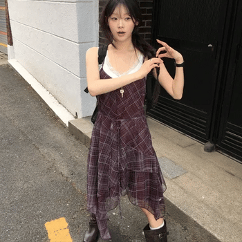 Como Hippie Check Long Dress