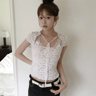 Owl Lace Ribbon Top