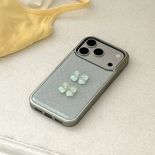 Dotty Ribbon iPhone 17 Pro Galaxy Epoxy Silver Bumper Case Parts