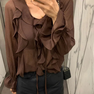 Romance Ruffle See-through Blouse